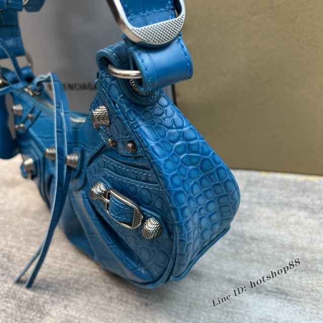 Balenciaga專櫃爆款Le Cagole半月牙腋下包餃子包 巴黎世家經典小號爆裂黑鱷金機車包 fyj1093